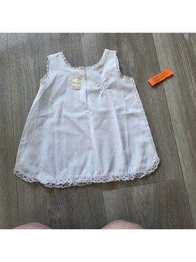 Her Majesty Baby Girls White Lace Trim Slip Dress Size 18 Months USA Made